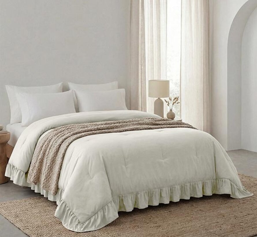 Dekbed Zonder Overtrek - Gebroken Wit Ruffles Lazy