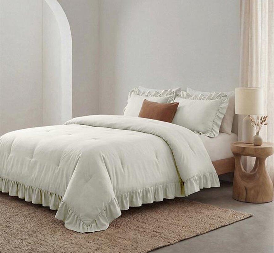 Dekbed Zonder Overtrek - Gebroken Wit Ruffles Lazy