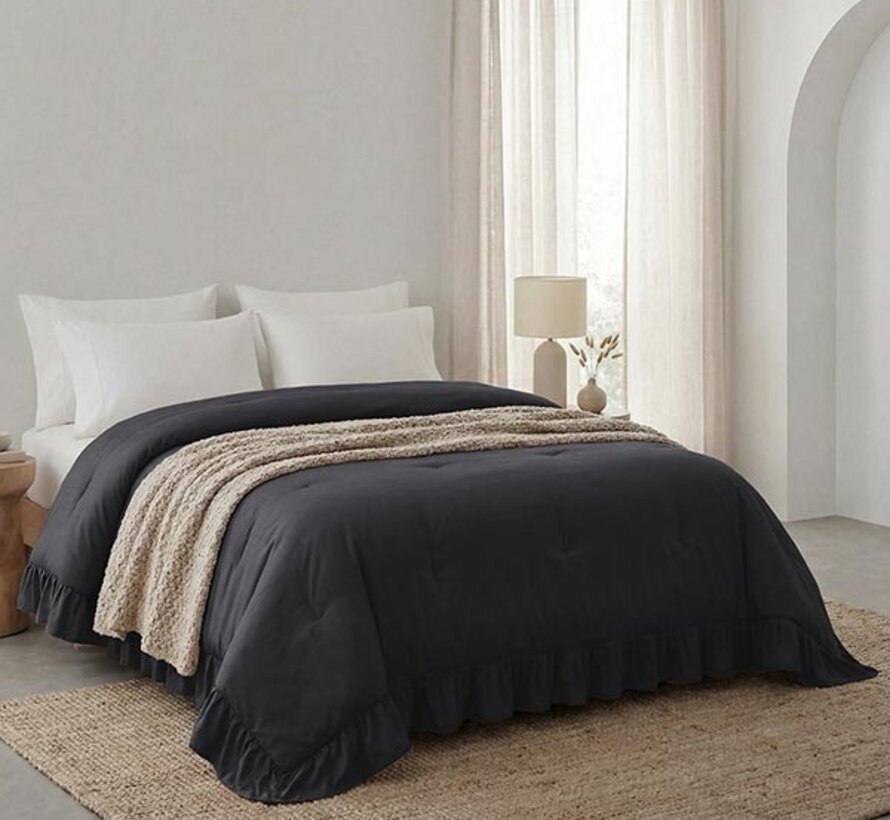 Dekbed Zonder Overtrek - Antraciet Ruffles Lazy