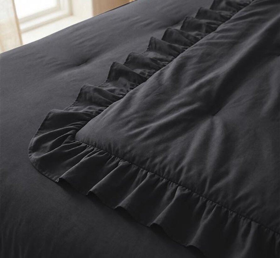 Dekbed Zonder Overtrek - Antraciet Ruffles Lazy