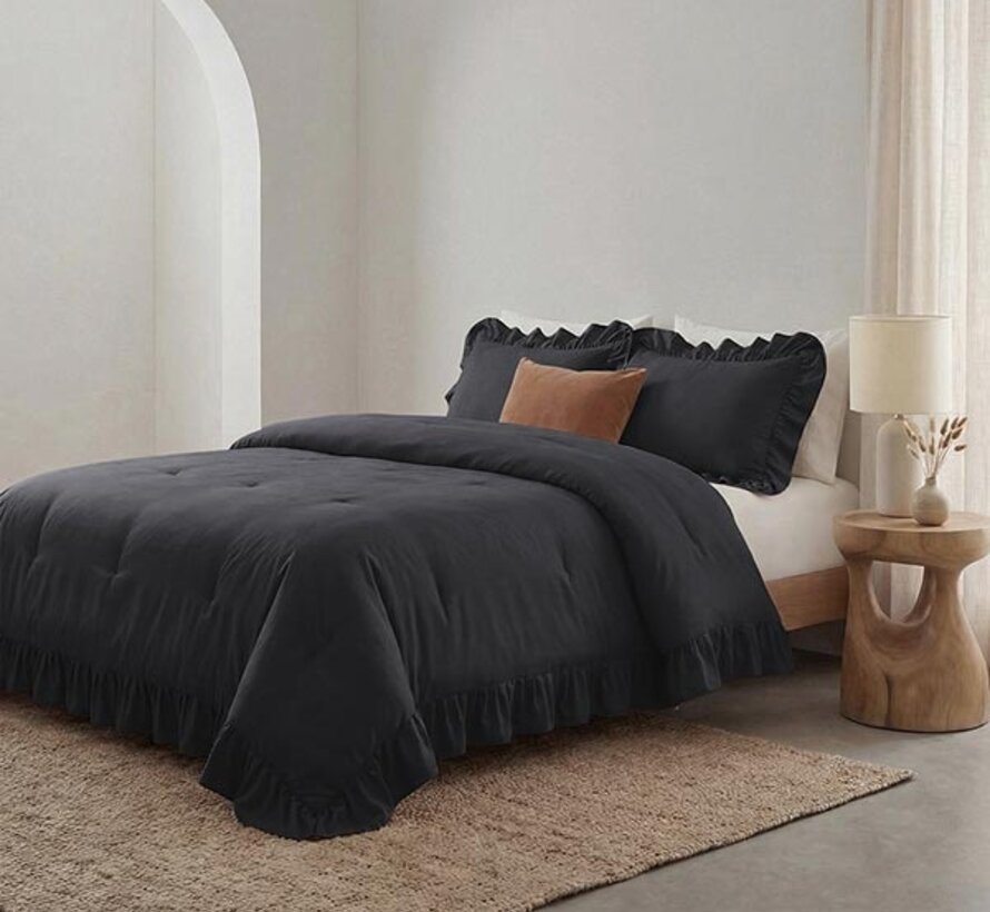 Dekbed Zonder Overtrek - Antraciet Ruffles Lazy