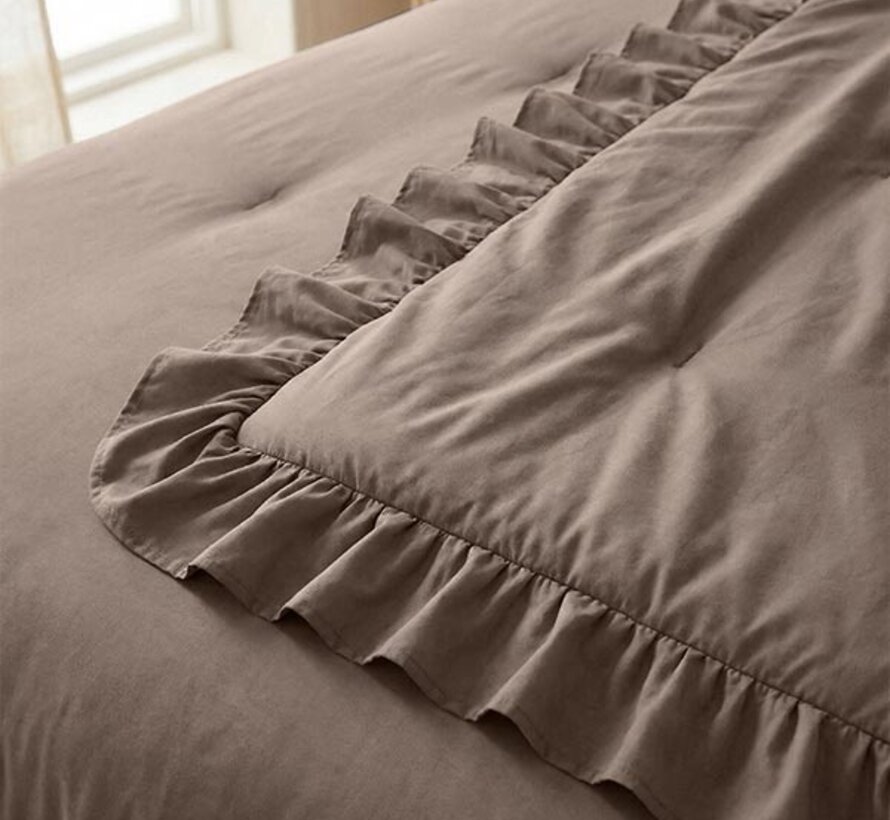 Dekbed Zonder Overtrek - Taupe Ruffles Lazy