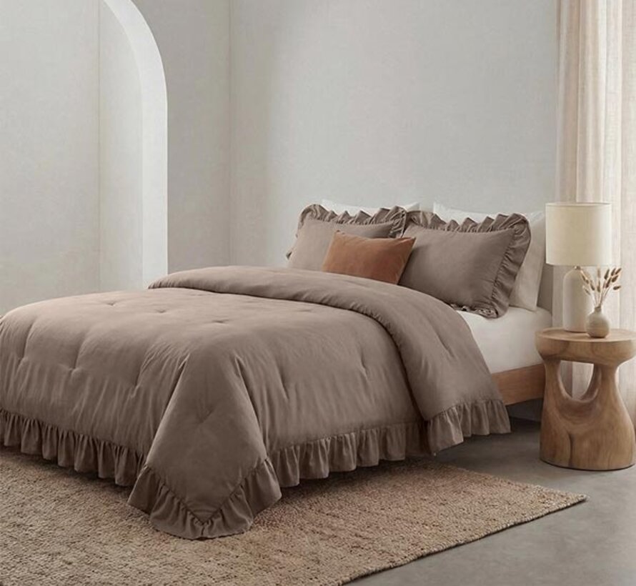 Dekbed Zonder Overtrek - Taupe Ruffles Lazy