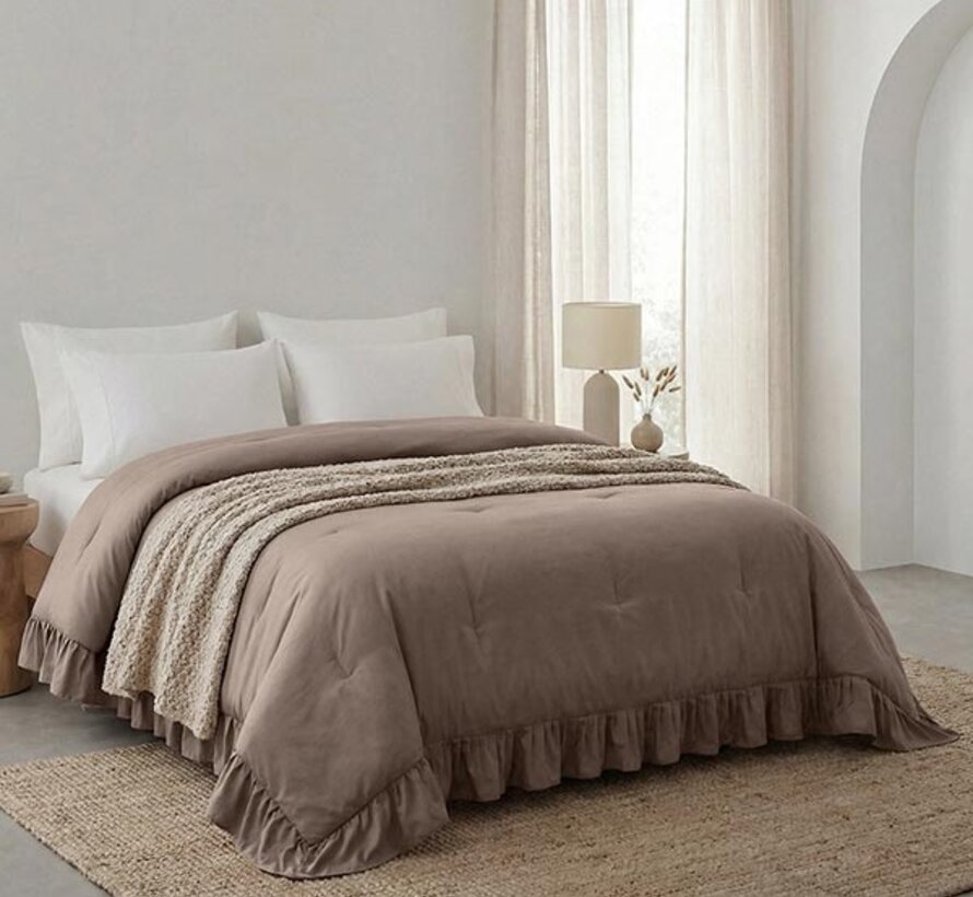 Dekbed Zonder Overtrek - Taupe Ruffles Lazy