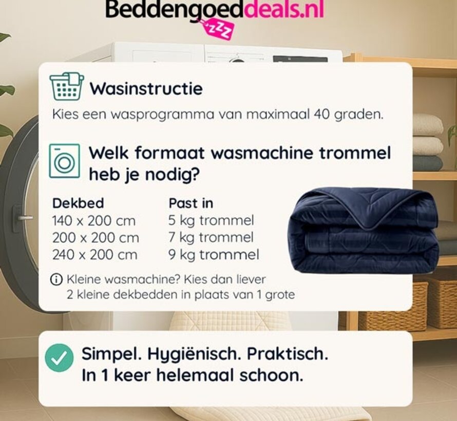 Dekbed Zonder Overtrek - Navy Hotel Velvet Lazy