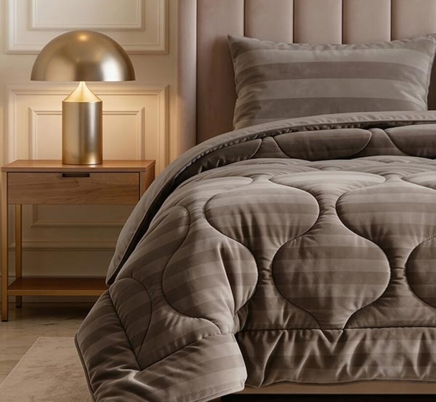 Dekbed Zonder Overtrek - Taupe Hotel Velvet Lazy
