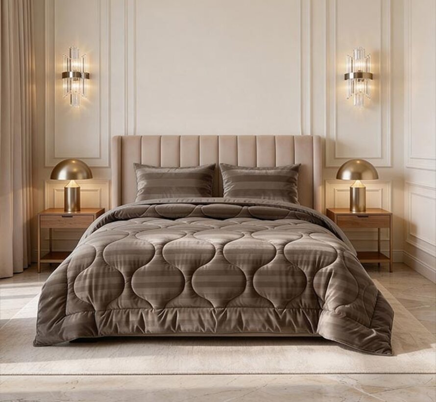 Dekbed Zonder Overtrek - Taupe Hotel Velvet Lazy