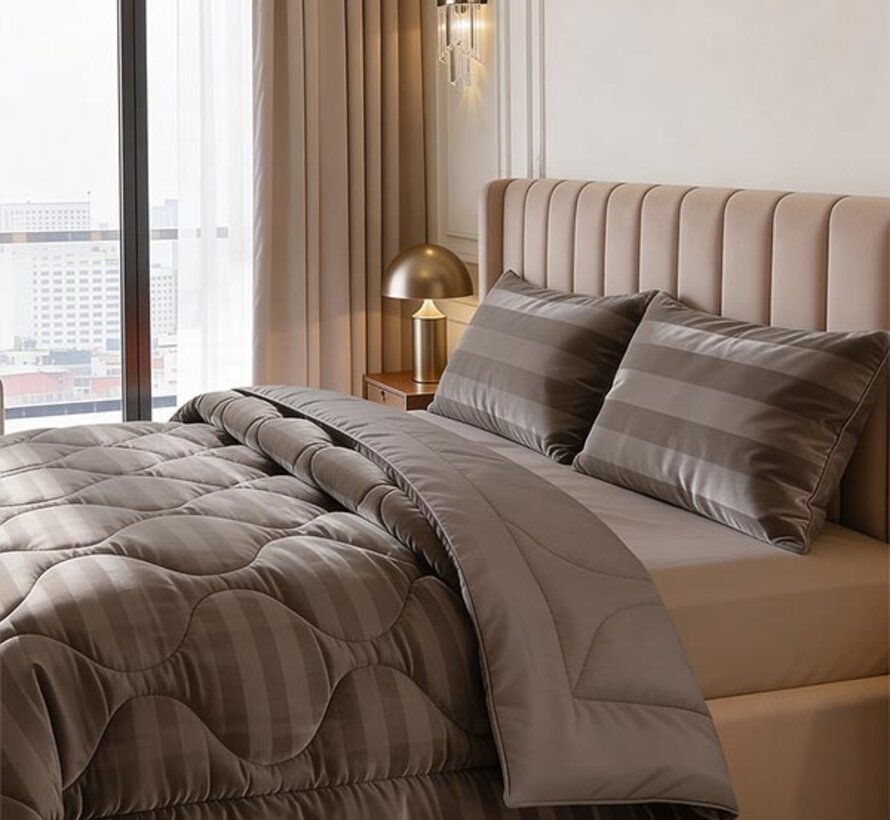Dekbed Zonder Overtrek - Taupe Hotel Velvet Lazy