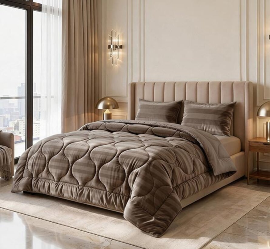 Dekbed Zonder Overtrek - Taupe Hotel Velvet Lazy