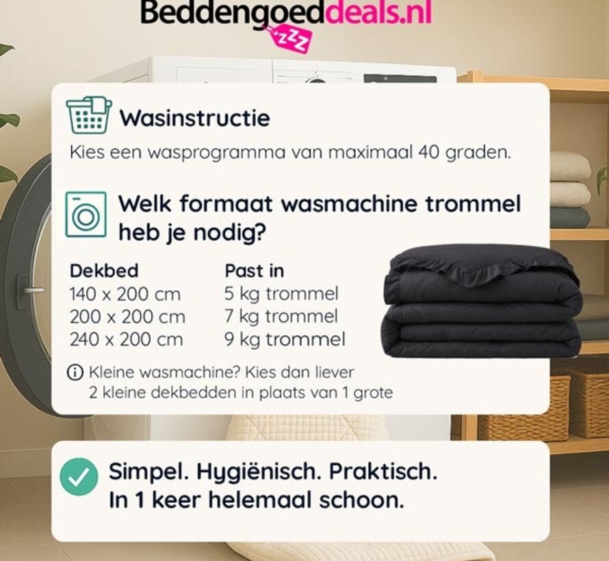 Dekbed Zonder Overtrek - Antraciet Ruffles Lazy