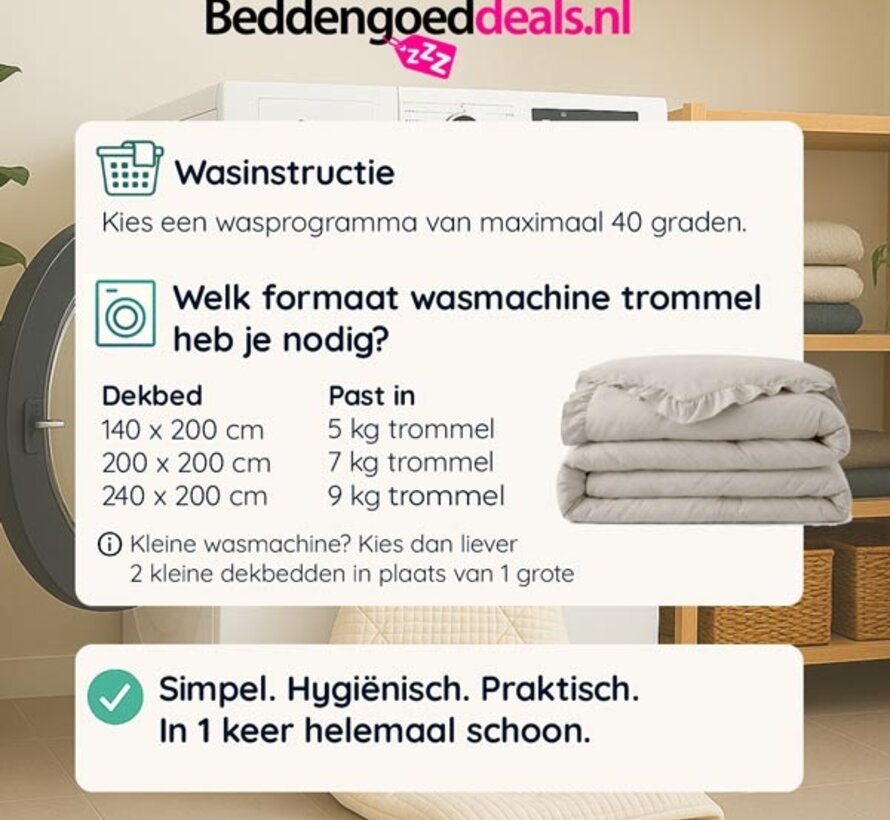 Dekbed Zonder Overtrek - Taupe/Grijs Ruffles Lazy