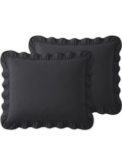 Sleeptime 2-Pack: Kussenslopen - Antraciet Ruffles