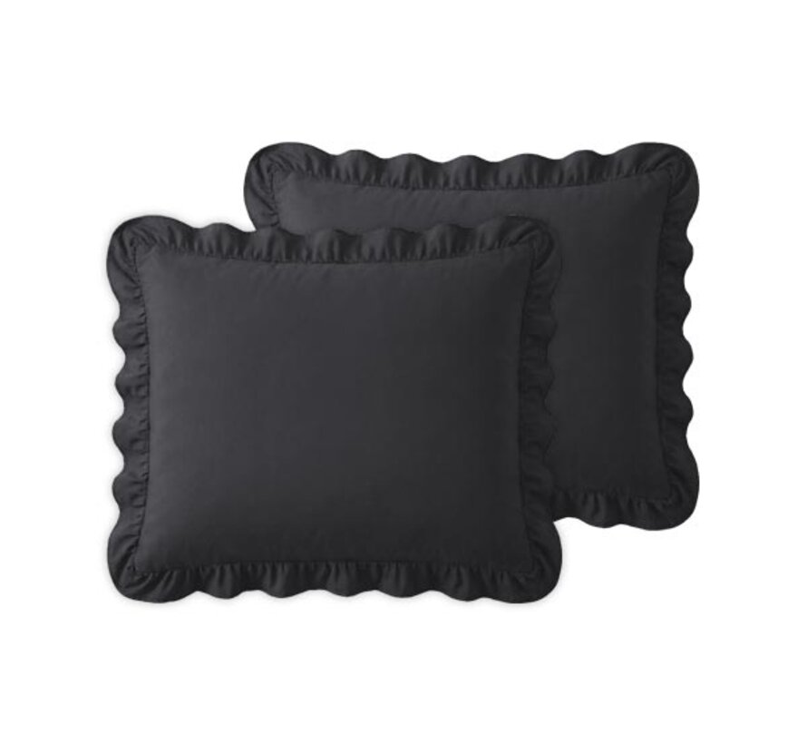 2-Pack: Kussenslopen - Antraciet Ruffles