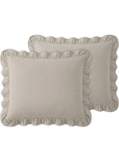 Sleeptime 2-Pack: Kussenslopen - Taupe/Grijs Ruffles