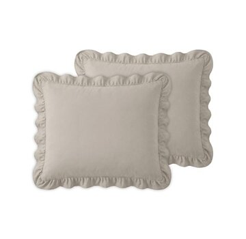 Sleeptime 2-Pack: Kussenslopen - Taupe/Grijs Ruffles