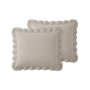 Sleeptime 2-Pack: Kussenslopen - Taupe/Grijs Ruffles