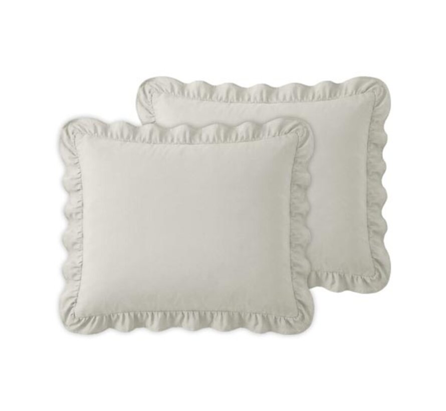 2-Pack: Kussenslopen - Gebroken Wit Ruffles
