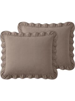 Sleeptime 2-Pack: Kussenslopen - Taupe Ruffles