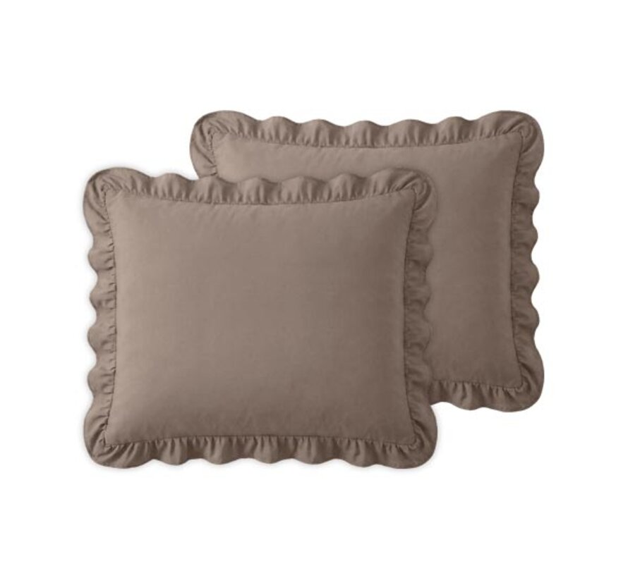 2-Pack: Kussenslopen - Taupe Ruffles