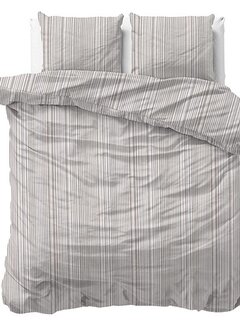Sleeptime Pure Pinstripe - Taupe Katoen Dekbedovertrek