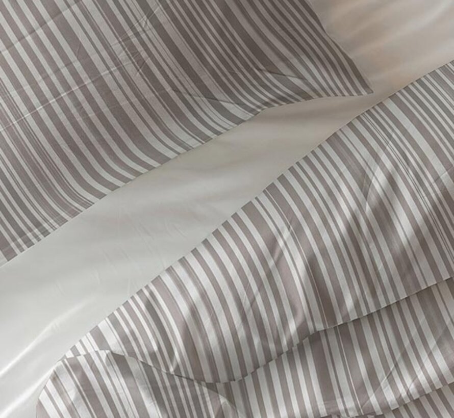 Pinstripe - Taupe Katoen Dekbedovertrek