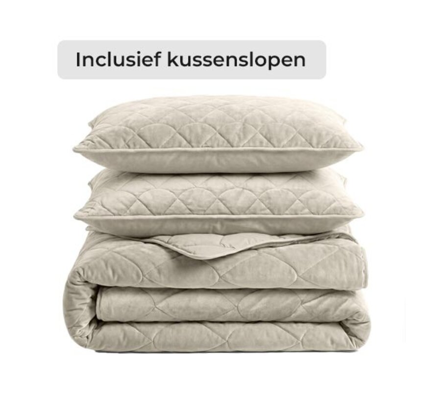 Dekbed Zonder Overtrek - Taupe/Grijs Velvet Lazy