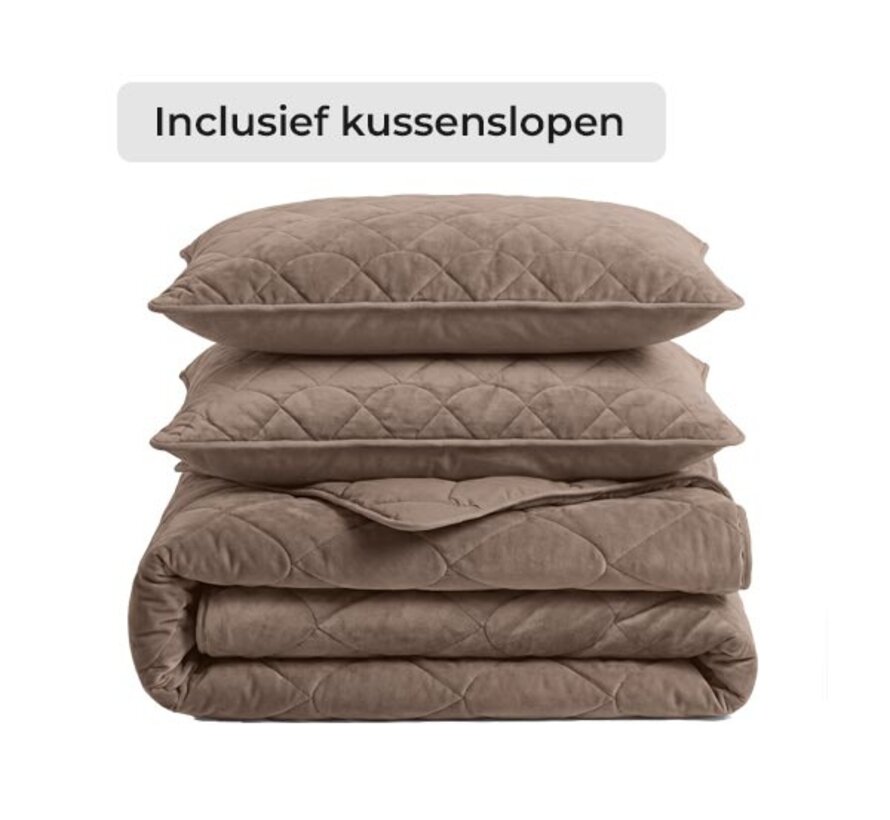Dekbed Zonder Overtrek - Taupe/Bruin Velvet Lazy