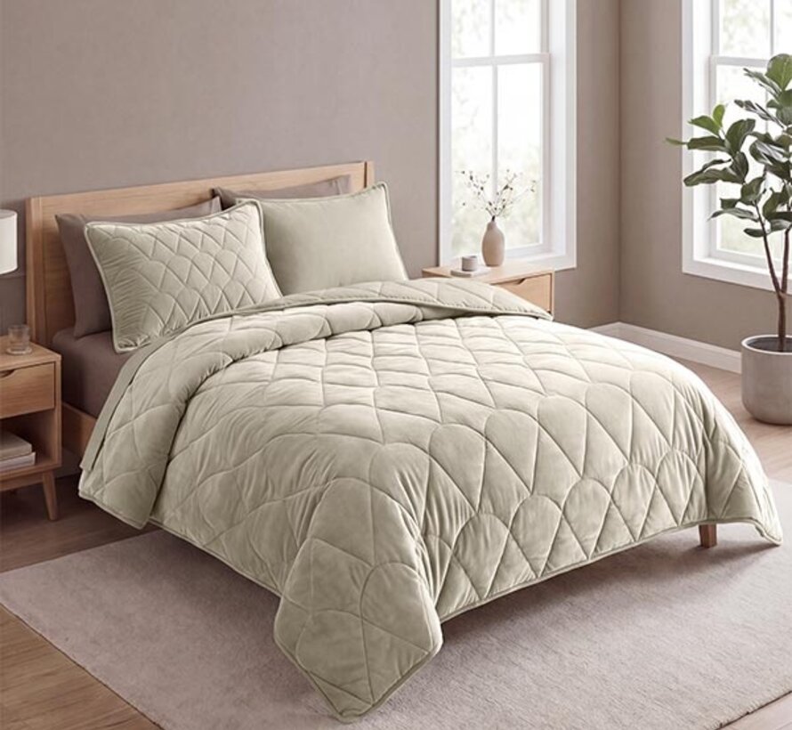 Dekbed Zonder Overtrek - Taupe/Grijs Velvet Lazy