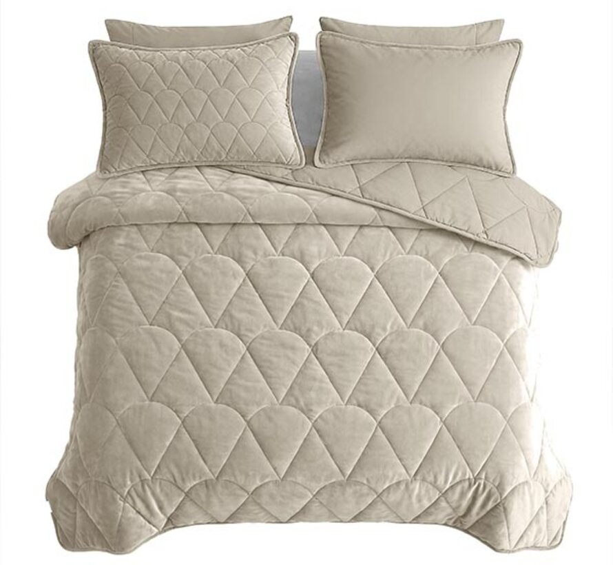Dekbed Zonder Overtrek - Taupe/Grijs Velvet Lazy