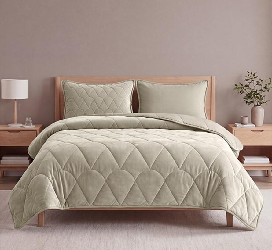 Dekbed Zonder Overtrek - Taupe/Grijs Velvet Lazy