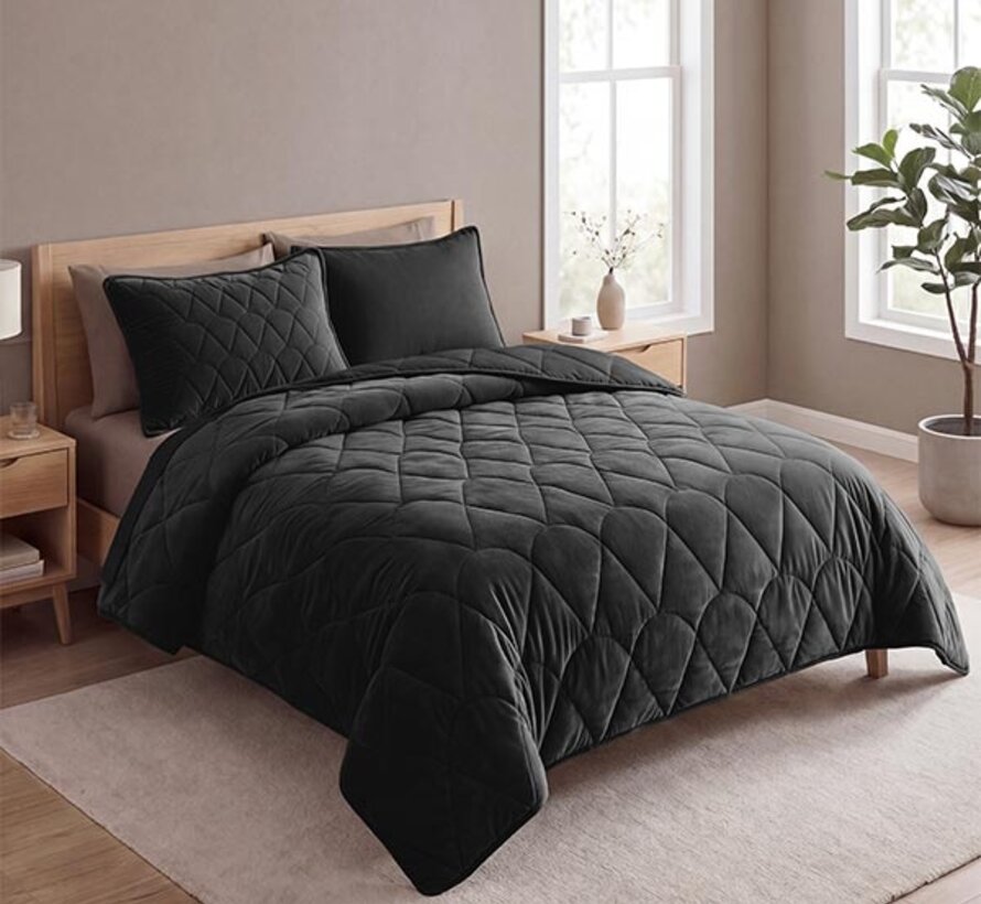 Dekbed Zonder Overtrek - Zwart Velvet Lazy