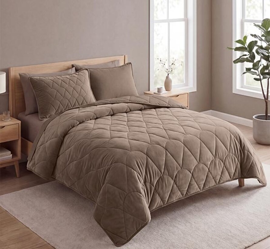 Dekbed Zonder Overtrek - Taupe/Bruin Velvet Lazy