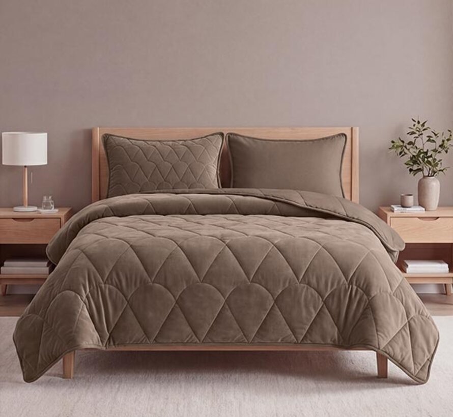 Dekbed Zonder Overtrek - Taupe/Bruin Velvet Lazy