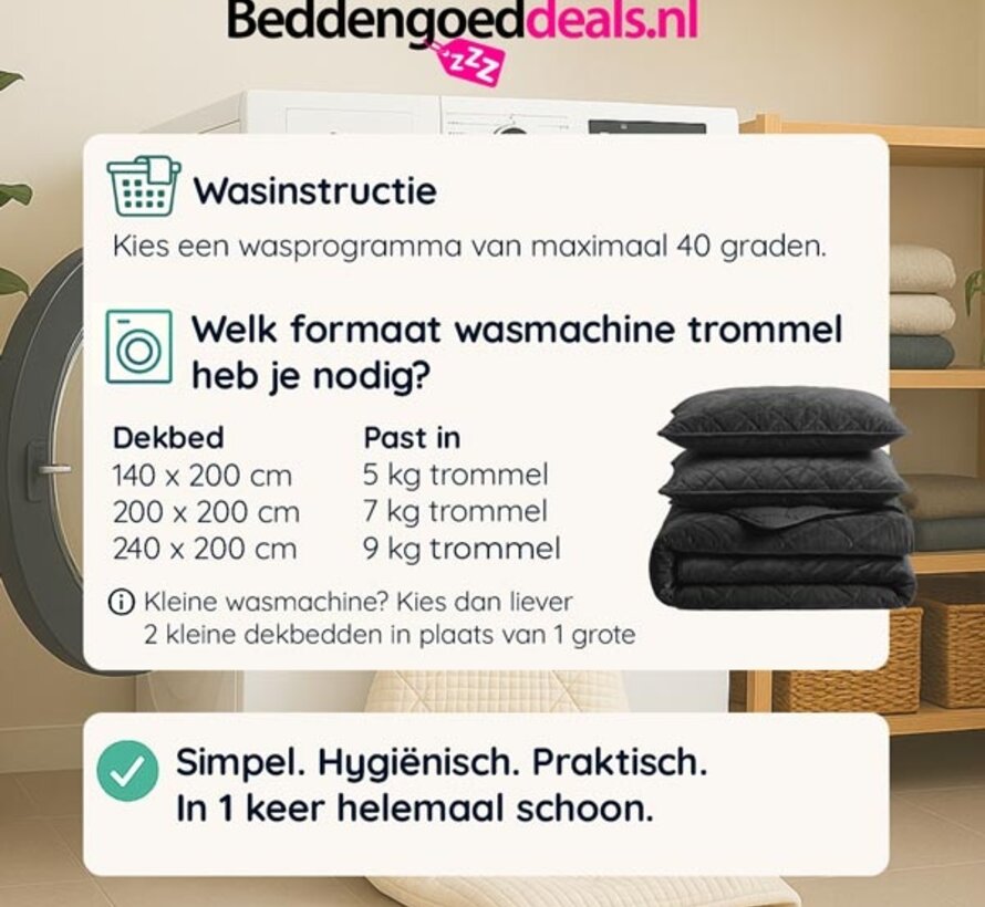 Dekbed Zonder Overtrek - Zwart Velvet Lazy