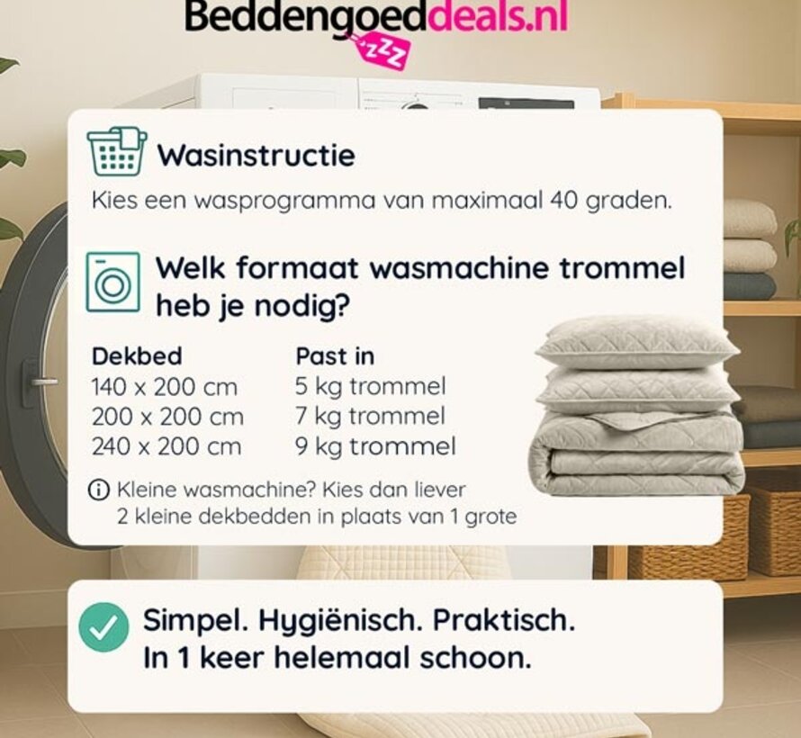 Dekbed Zonder Overtrek - Taupe/Grijs Velvet Lazy