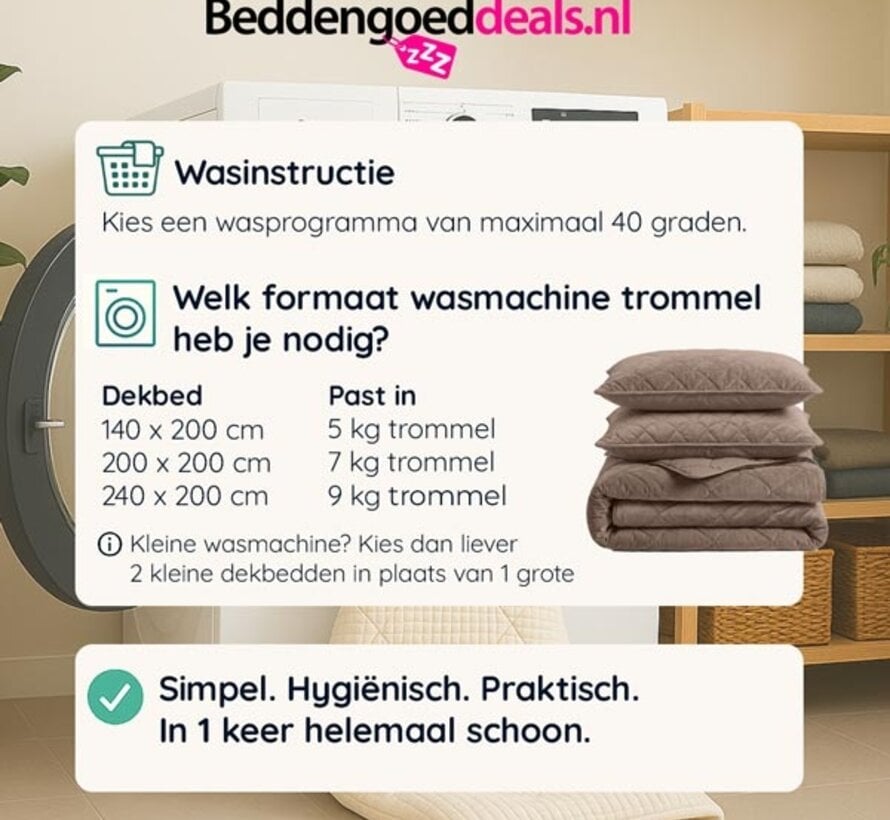 Dekbed Zonder Overtrek - Taupe/Bruin Velvet Lazy