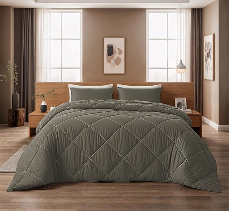 Dekbed Zonder Overtrek - Kaki Diamond Lazy