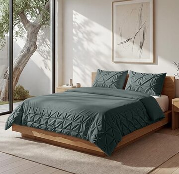 Sleeptime Fresh Border Pintuck - Groen Dekbedovertrek