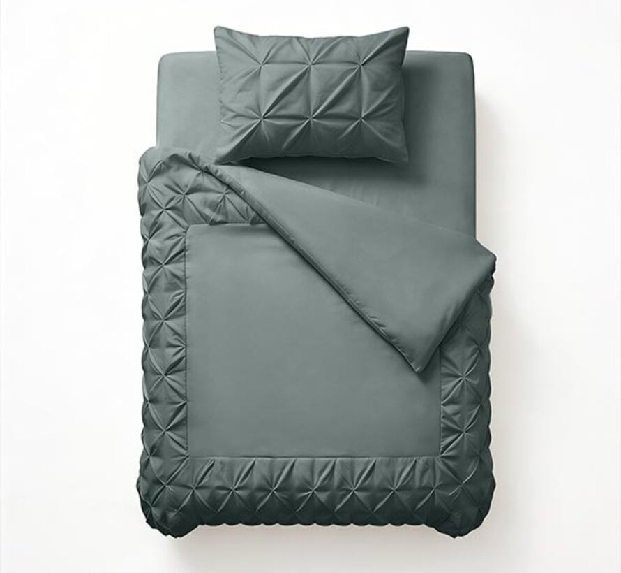 Border Pintuck - Groen Dekbedovertrek