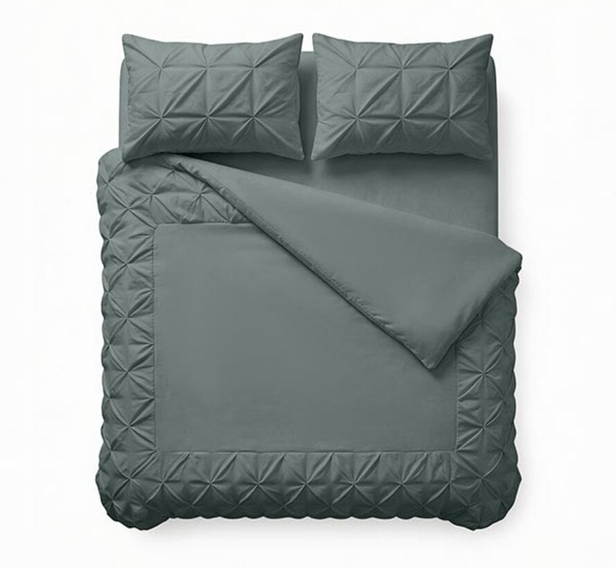 Border Pintuck - Groen Dekbedovertrek