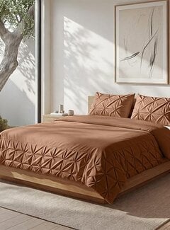 Sleeptime Fresh Border Pintuck - Mokka/Roestbruin Dekbedovertrek