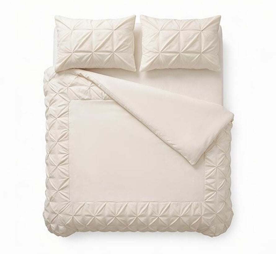 Border Pintuck - Beige Dekbedovertrek