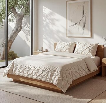 Sleeptime Fresh Border Pintuck - Beige Dekbedovertrek