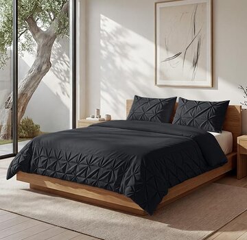 Sleeptime Fresh Border Pintuck - Zwart Dekbedovertrek