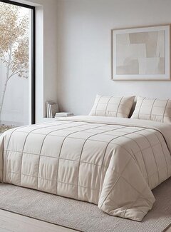 Sleeptime Fresh Check Pintuck - Beige Dekbedovertrek