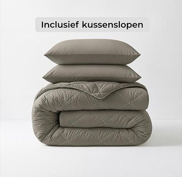 Sleeptime Dekbed Zonder Overtrek - Kaki Diamond Lazy