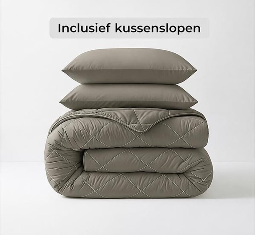 Dekbed Zonder Overtrek - Kaki Diamond Lazy