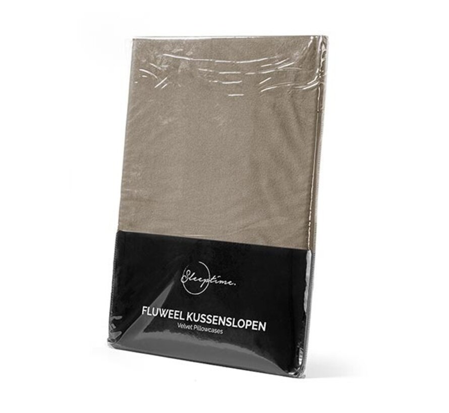 2-Pack: Kussenslopen - Velvet - Taupe/Grijs