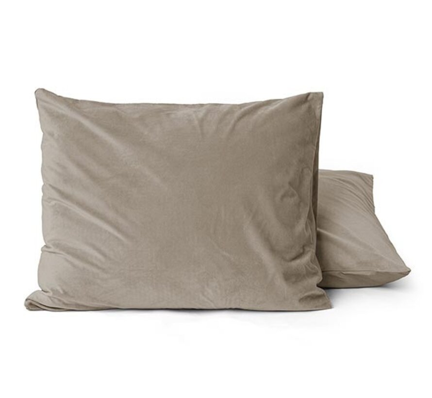 2-Pack: Kussenslopen - Velvet - Taupe/Grijs