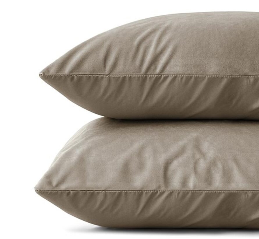 2-Pack: Kussenslopen - Velvet - Taupe/Grijs